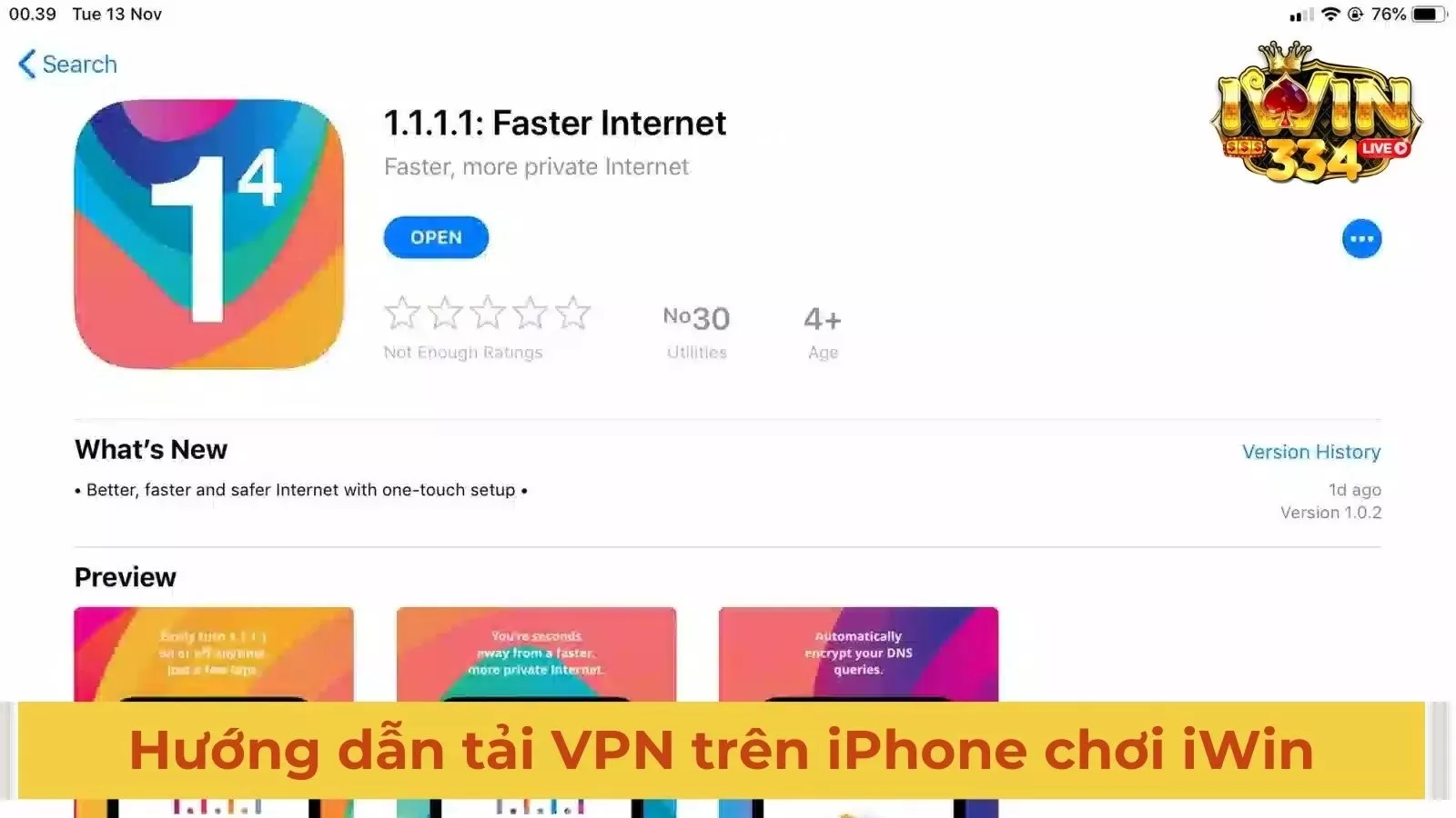 Hướng dẫn cài 2 VPN miễn phí chơi iWin Club trên Iphone cực mượt cực nhanh